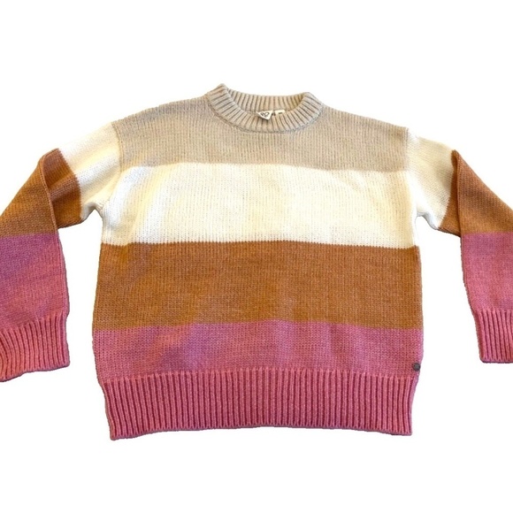 ROXY Striped Womens Sweater Cream/Orange/Pink/Grey; Size S - Picture 1 of 6